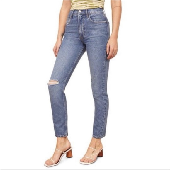 🌹♻️🇺🇲REFORMATION- Cigarette HIGH Waist JULIA JEAN Mom Straight Slim - Picture 2 of 8